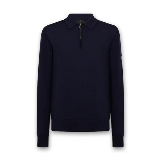 Belstaff - Kyle LS Merino Wool Polo in Dark Ink - Nigel Clare