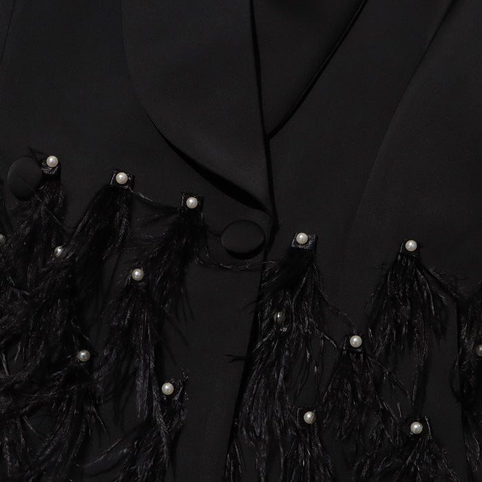 belted blazer dress with feathered skirt – BORAYLA