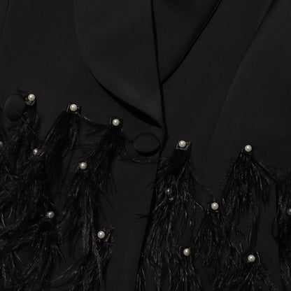 belted blazer dress with feathered skirt – BORAYLA