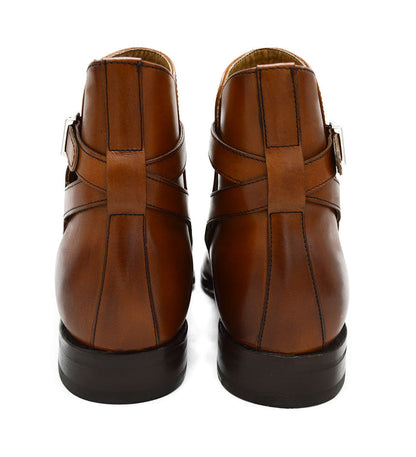 A brown Berwick 1707 JODHPUR 490 ankle boot with a buckle strap and Goodyear welted sole.