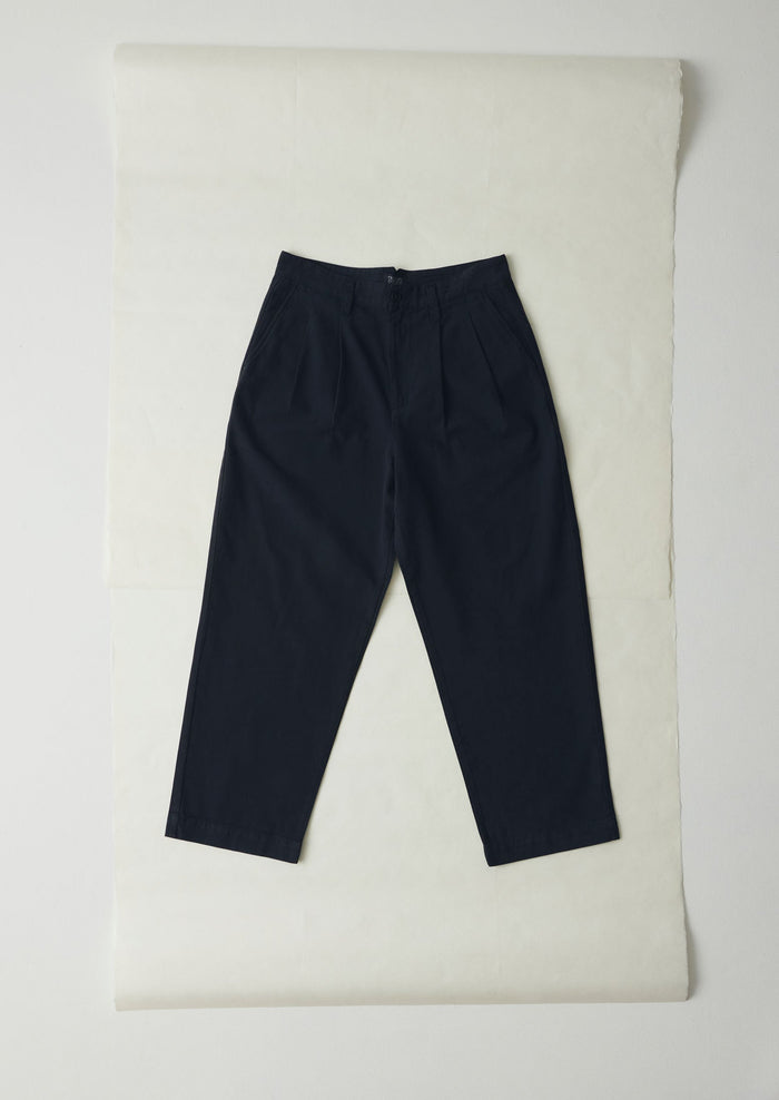 Bill Cotton Canvas Wide Leg Trousers | Dark Navy