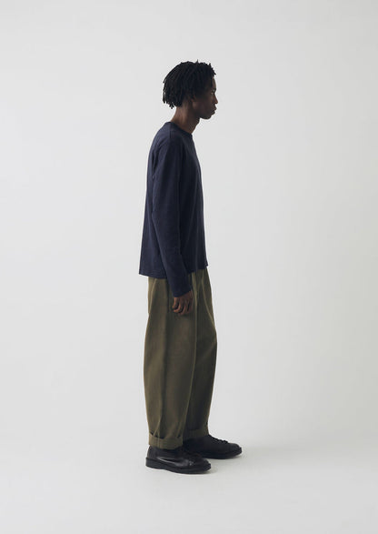 Bill Cotton Canvas Wide Leg Trousers | Dark Olive