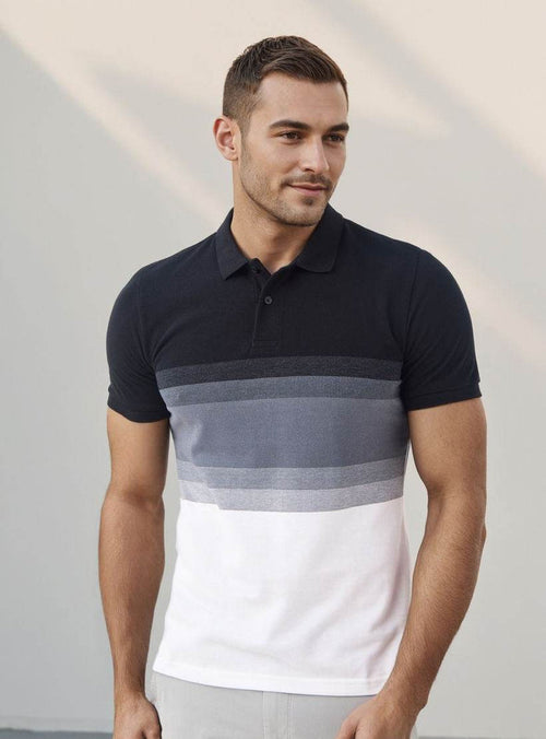 Close-up of Striped Pattern on Men’s Polo T-shirt UAE