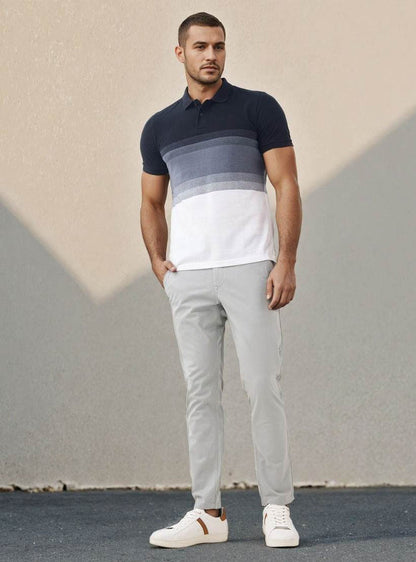 Bird Eye Striped Pique Polo T-shirt - Dubai Offers Today