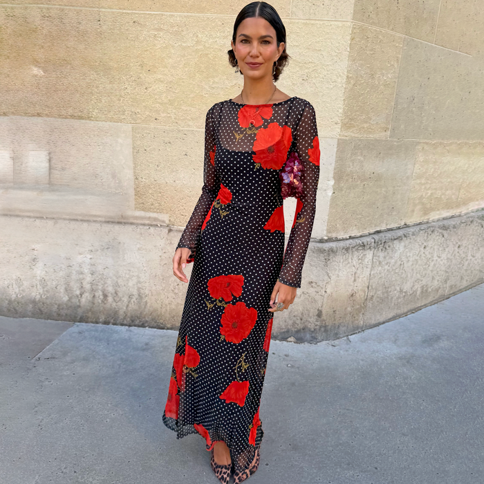 Black Poppy Spot Aria Mesh Dress