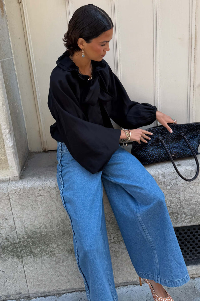 Black Ruffle Shirt