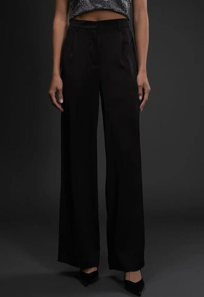 Black satin pants