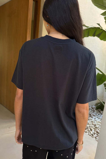 Black Studded T-Shirt in relaxed-fit cotton featuring a tonal NFD logo on the back neck.