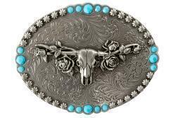 Blazin Roxx Ladies Buckle Oval Longhorn Roses