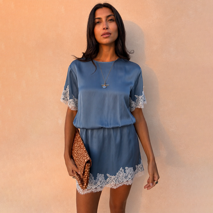 Blue Lace Mini Dress