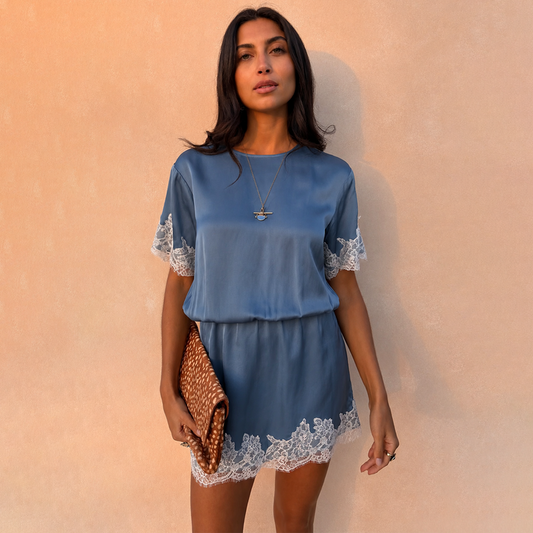 Blue Lace Mini Dress