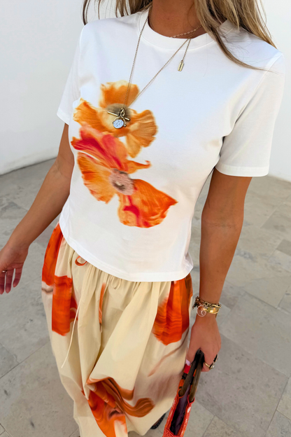 Blurred Floral Slim T-Shirt