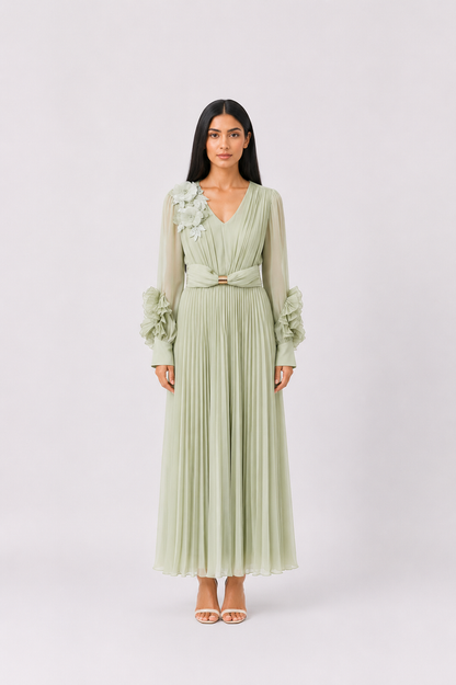 Blush Pleated Maxi Dress - Elegance