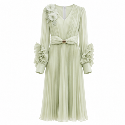 Blush Pleated Maxi Dress - Elegance