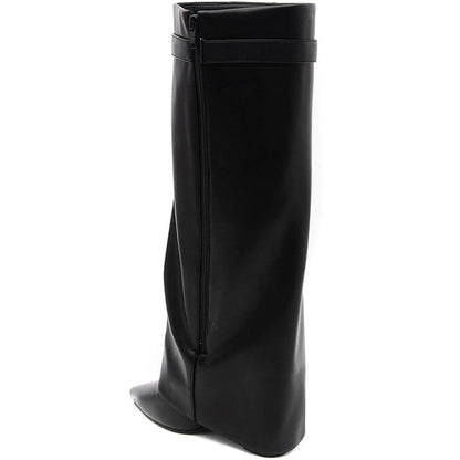 Bottes Hautes à Effet Guêtre avec Boucle Dorée – Noir