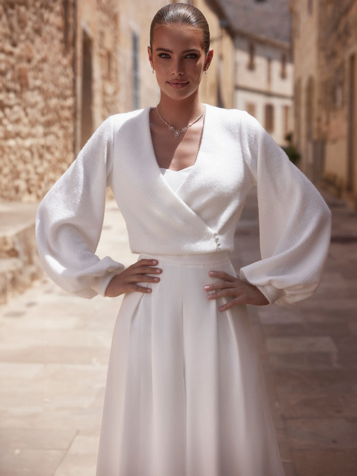 Bridal Knit Crop Cardigan - Accessory - Bianco Evento
