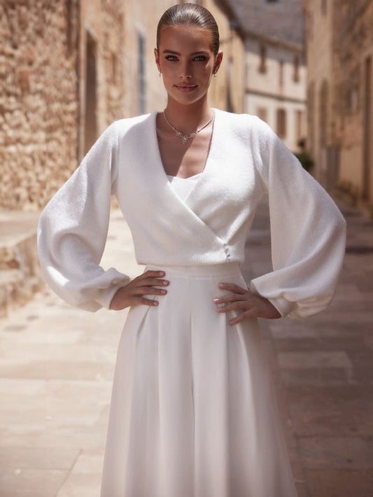 Bridal Knit Crop Cardigan - Accessory - Bianco Evento