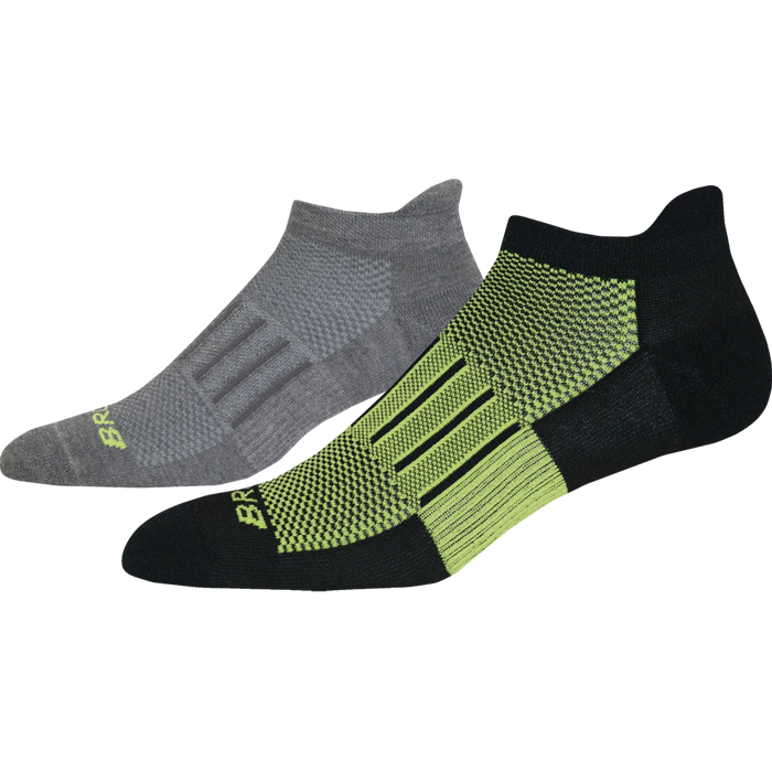 Brooks Ghost Midweight Socks (2 Pack) [Asphalt/Lime]--City Sports