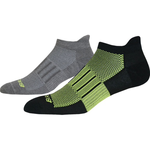 Brooks Ghost Midweight Socks (2 Pack) [Asphalt/Lime]--City Sports