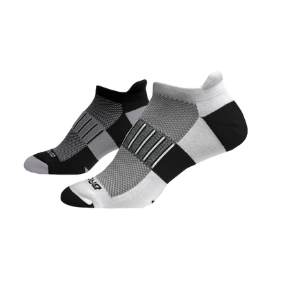 Brooks Ghost Midweight Socks (2 Pack) [Black/Oxford - White/Black]--City Sports