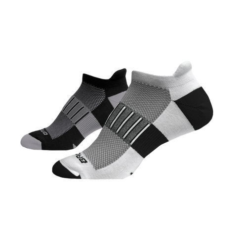 Brooks Ghost Midweight Socks (2 Pack) [Black/Oxford - White/Black]--City Sports