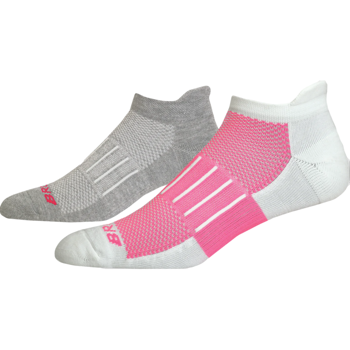 Brooks Ghost Midweight Socks (2 Pack) [Oxford/Pink]--City Sports
