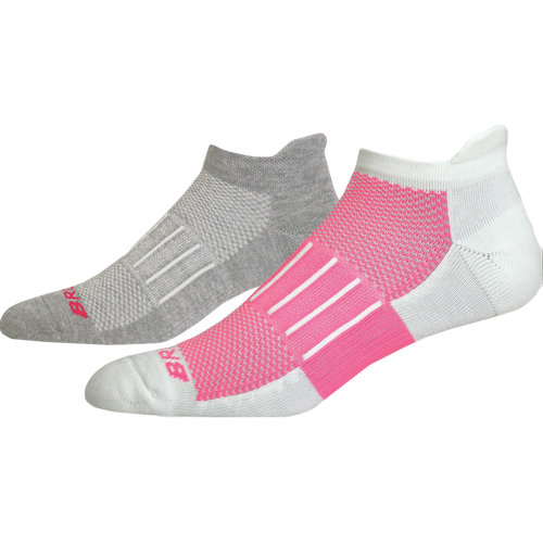 Brooks Ghost Midweight Socks (2 Pack) [Oxford/Pink]--City Sports