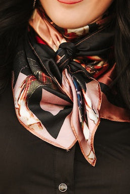 Brown Square Cowboy Printed Wild Rag