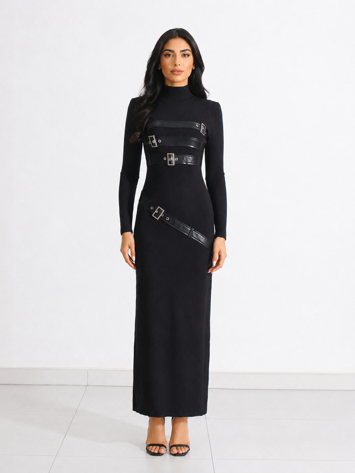 Buckle Detail Knit Maxi Dress - Urban