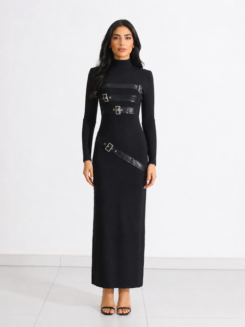Buckle Detail Knit Maxi Dress - Urban