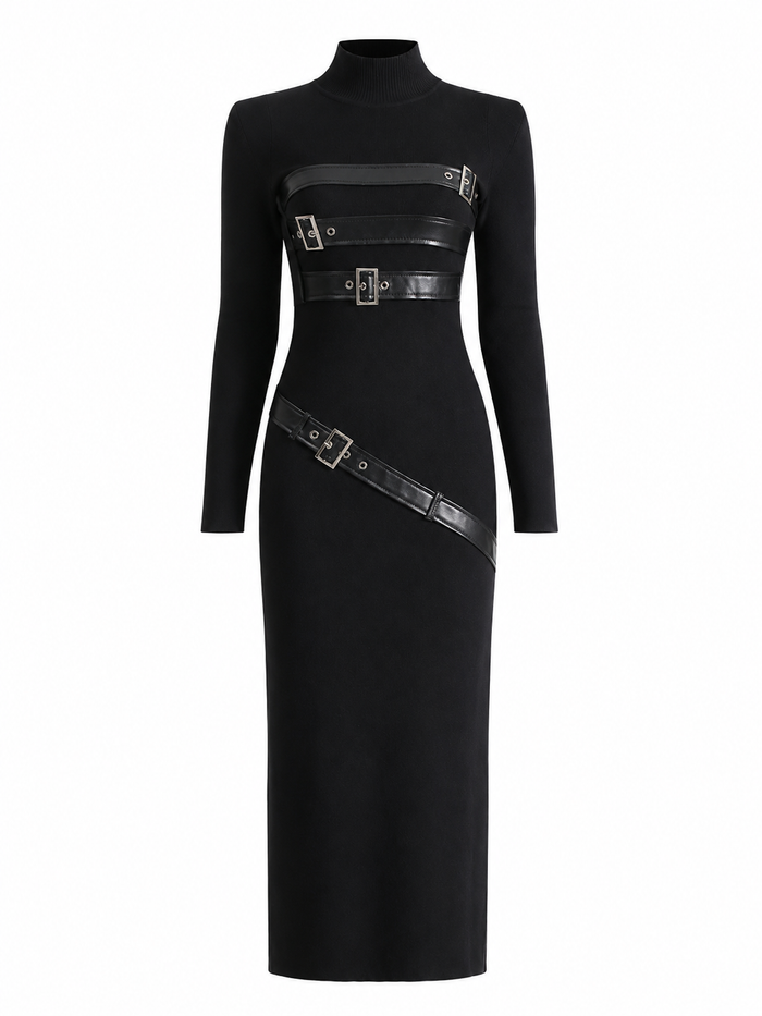 Buckle Detail Knit Maxi Dress - Urban
