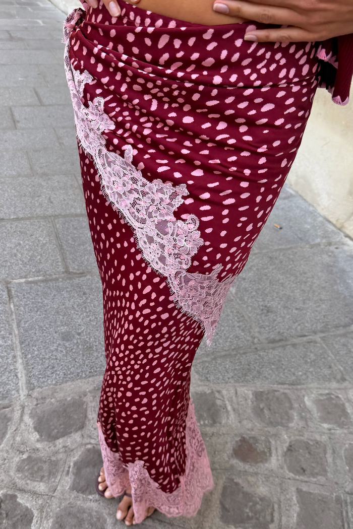 Burgundy Deer Bandana with Lace