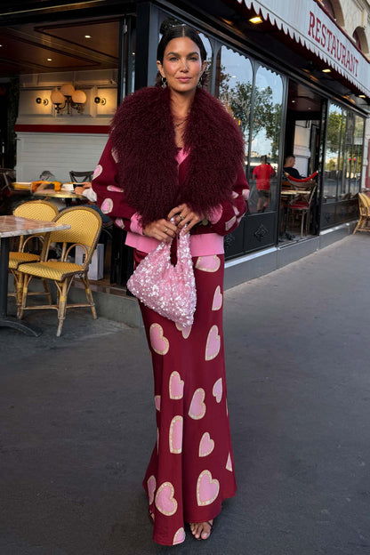 Burgundy Hearts Dorris Skirt