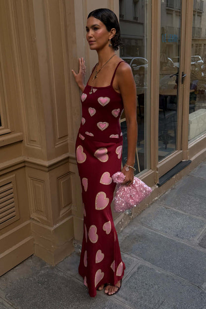 Burgundy Hearts Dorris Skirt