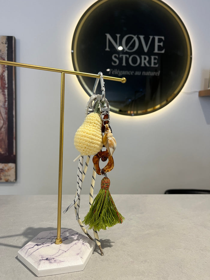 Charm Bohème Naturel — Pompon & Anneaux Résine