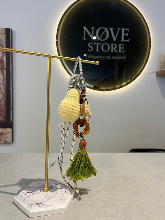Charm Bohème Naturel — Pompon & Anneaux Résine
