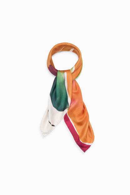 Multicolor Silk Twill Chiara Scarf Knotted - Product Flat Lay | Ulla Johnson