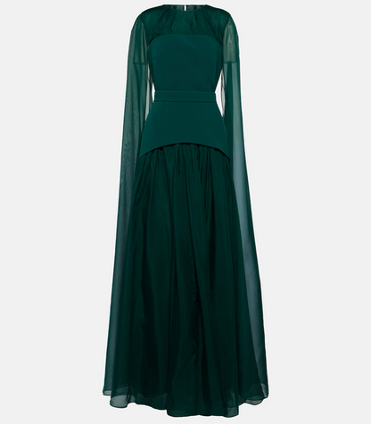 Chiffon cape gown with layered skirt – Nirmen-1