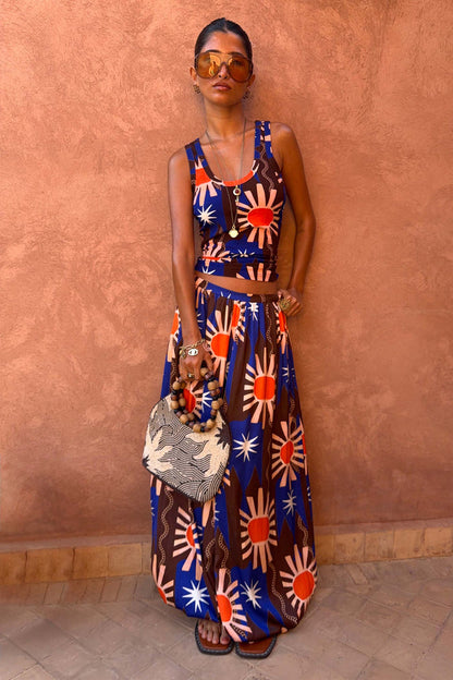 Chocolate and Blue Sun Trousers