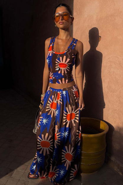 Chocolate and Blue Sun Trousers