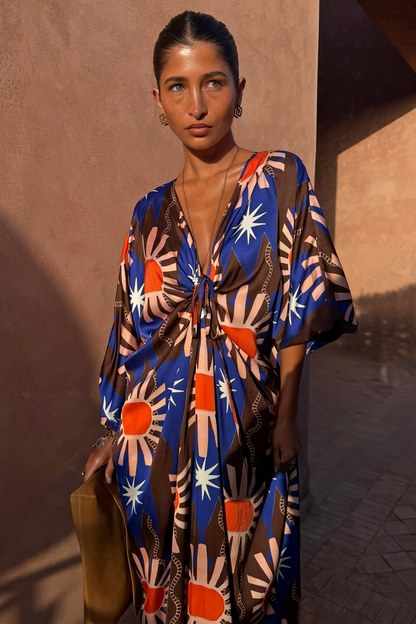 Chocolate & Blue Sun Toria Dress