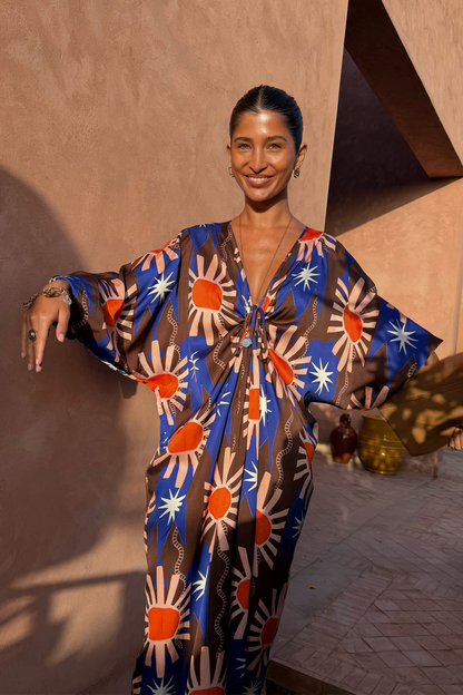 Chocolate & Blue Sun Toria Dress