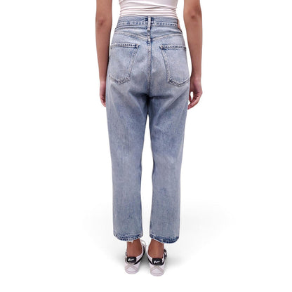 CITIZENS OF HUMANITY LIGHT WASH DISTRESSED 'CHARLOTTE CROP HIGH RISE STRAIGHT' JEANS - SIZE 29
