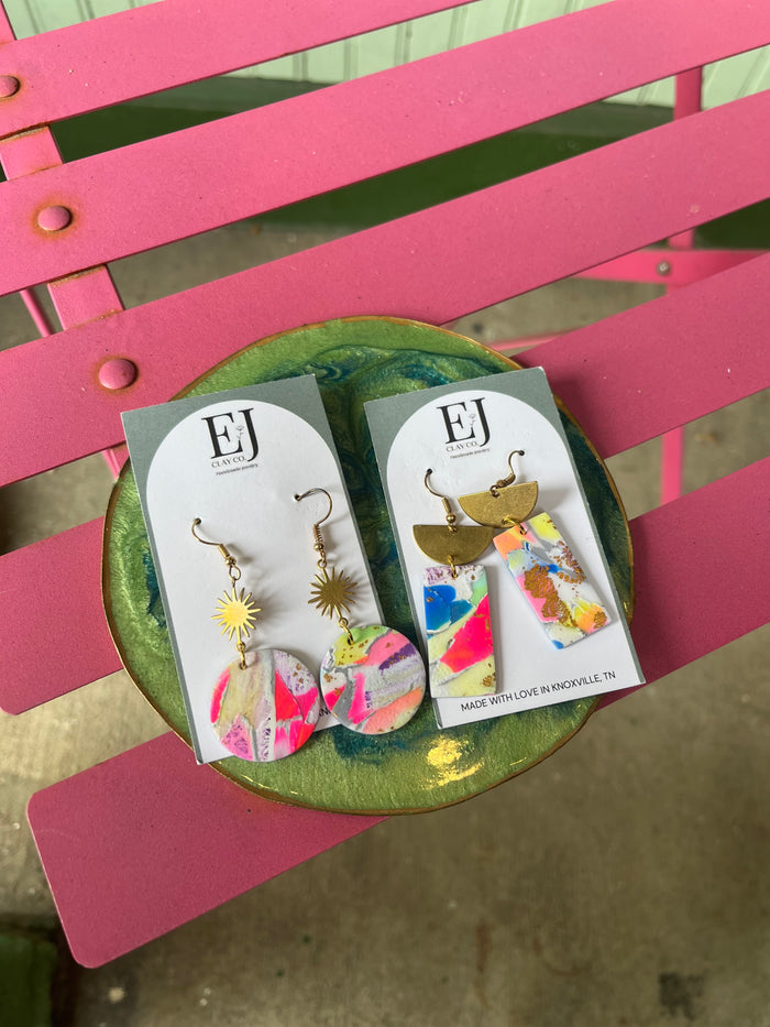Colorful clay earrings
