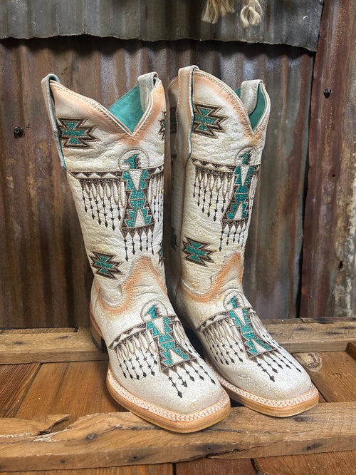 Corral Embroidered Kids Western Square Toe Boot