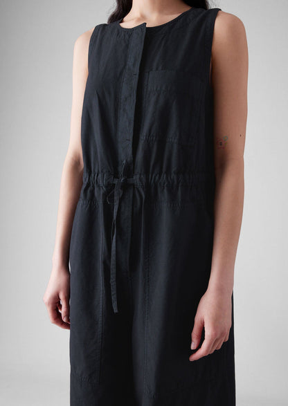 Cotton Linen Wide Leg Jumpsuit | Soft Black