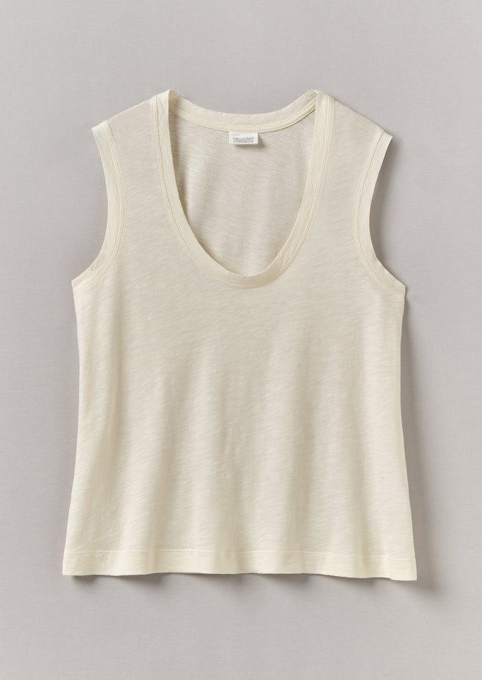 Cotton Sleeveless Tee | Washed Linen