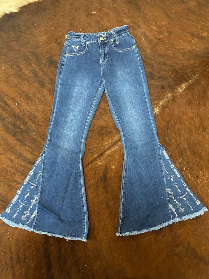 Cowgirl Hardware Skull Aztec Flare Leg Jean