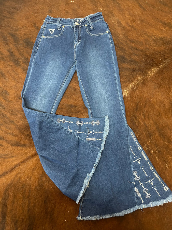 Cowgirl Hardware Skull Aztec Flare Leg Jean