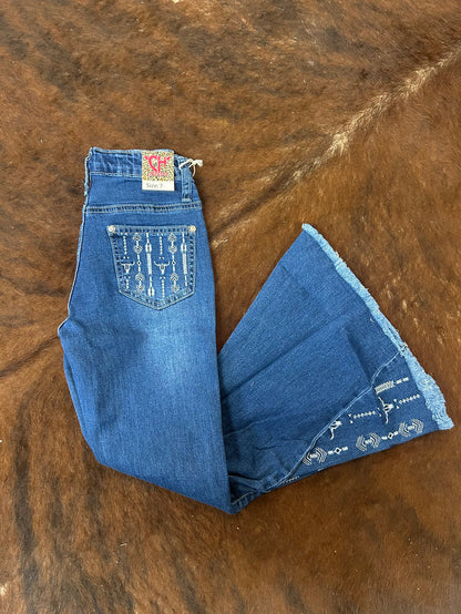 Cowgirl Hardware Skull Aztec Flare Leg Jean